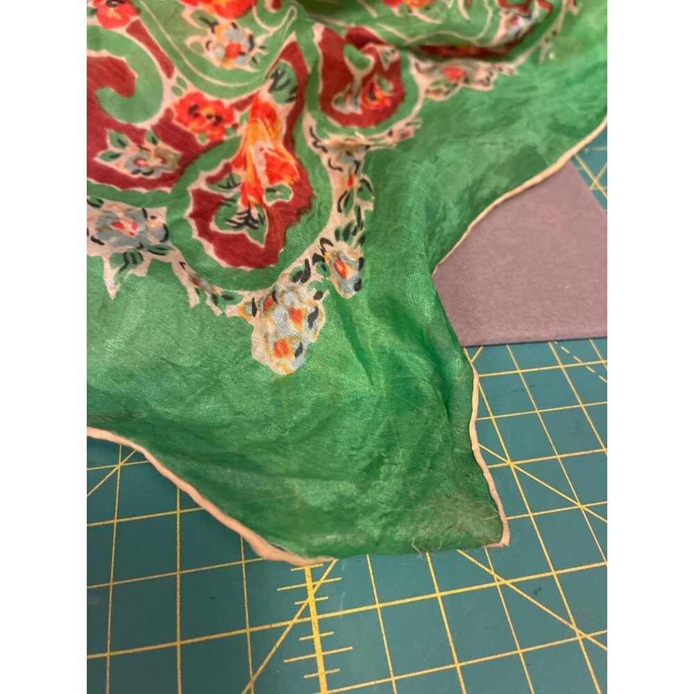 VTG silk scarf Asian Art Museum San Francisco floral pattern READ - Picture 6 of 11